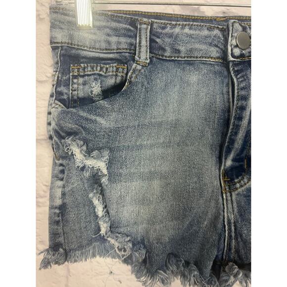 Distressed Medium Wash Denim Jean Shorts - Size Medium - Picture 2 of 4